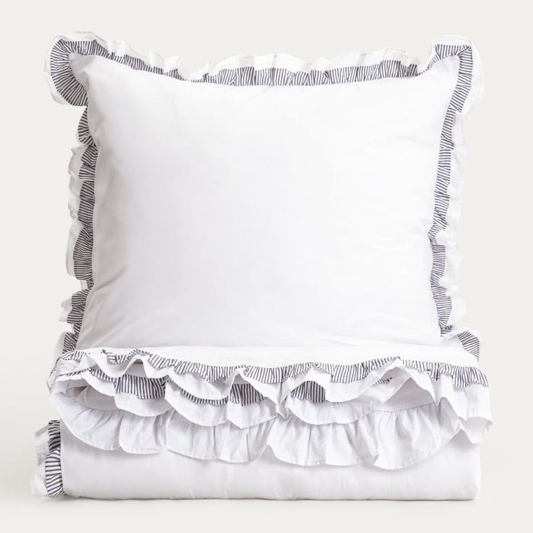 Homla, Tessia, pościel, bawełniana z podwjną falbanką, 160-200 cm