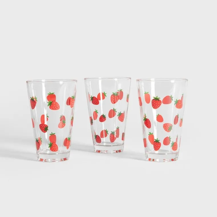 Homla, Token Summer, szklanka, w truskawki, 0,3l, 3 szt., 744433