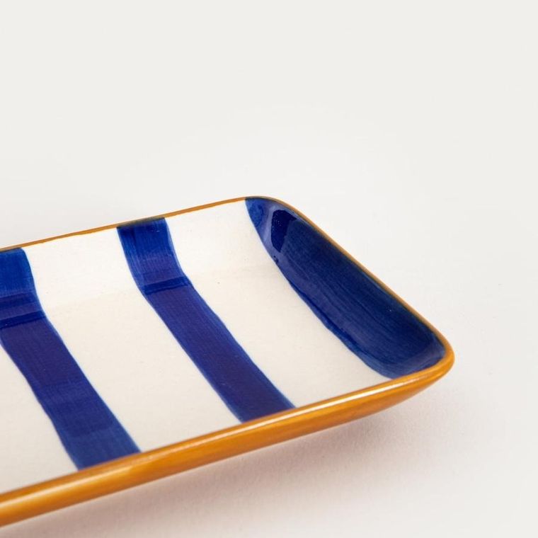 Homla, Torrit, talerz, w granatowe paski, 19-12 cm