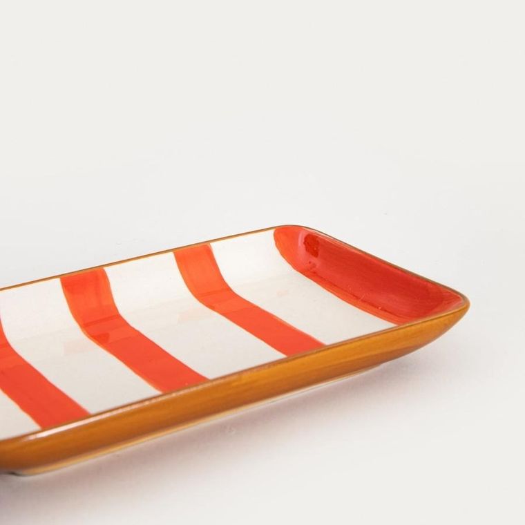 Homla, Torrit, talerz, w pomarańczowe paski, 19-12 cm
