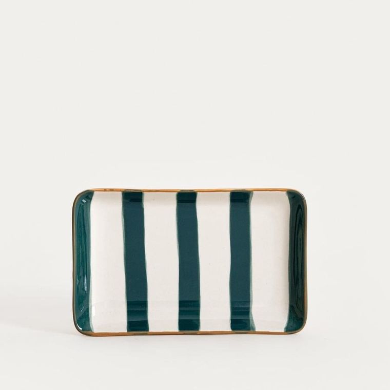 Homla, Torrit, talerz, w zielone paski, 19-12 cm