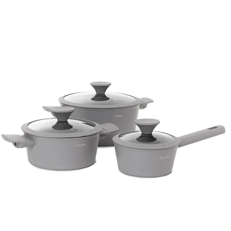 Homla, Tristan, zestaw garnków, szary, 6 elementów