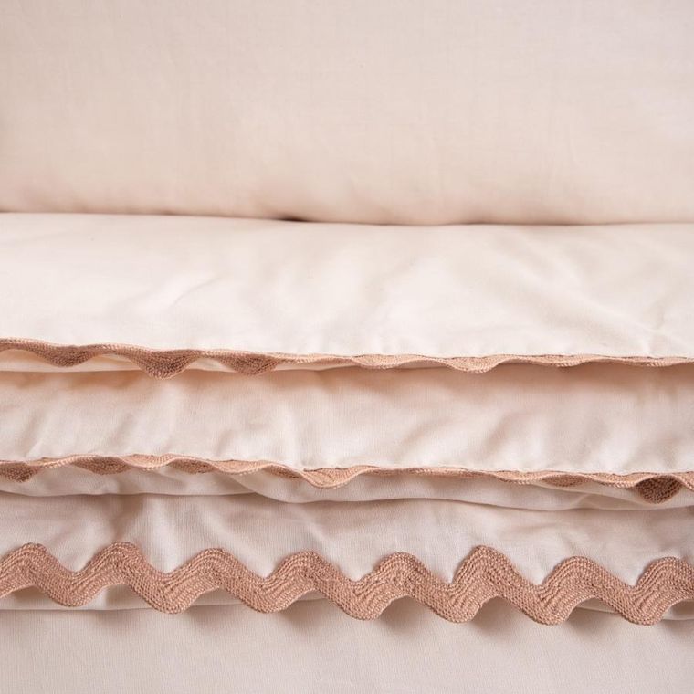 Homla, Vela, pościel, bawełniana z ozdobną lamówką beżowa, 200-220 cm