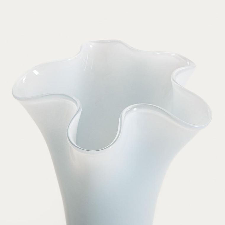 Homla, Veyora, wazon, szklany niebieski z falami, 20-20-20 cm