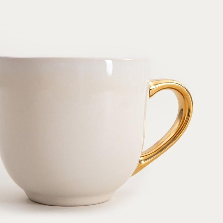 Homla, Viness, kubek, beżowy ze złotym uchem, 0,4l