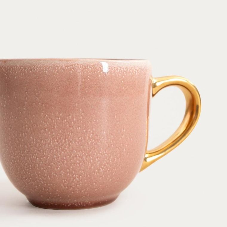 Homla, Viness, kubek, różowy ze złotym uchem, 0,4l