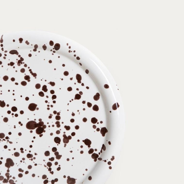 Homla, Wilora, talerz, deserowy nakrapiany brązowy, 21 cm