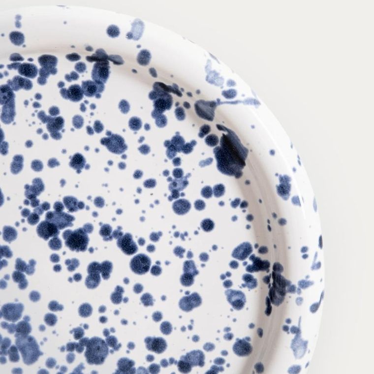 Homla, Wilora, talerz, deserowy nakrapiany granatowy, 21 cm