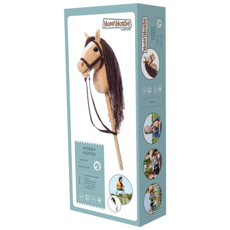 Hoppihorse, Hobby Horse, konik na kiju, A4, długowłosy, beżowy
