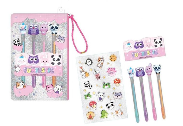 Hot Focus, długopisy żelowe z naklejkami, zwierzątka