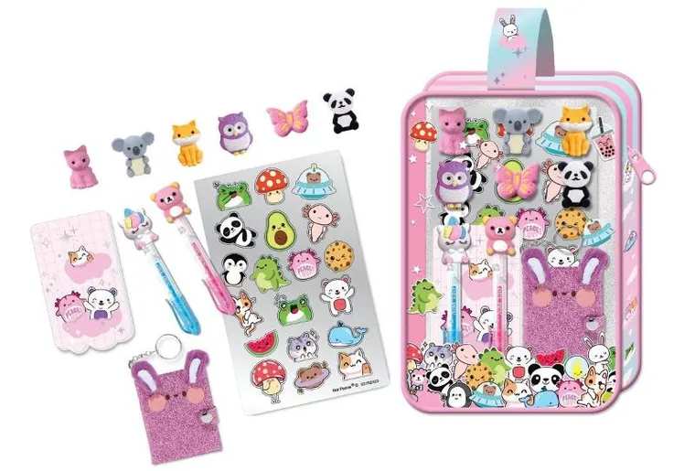 Hot Focus, długopisy żelowe z notesikiem i breloczkiem, zwierzątka