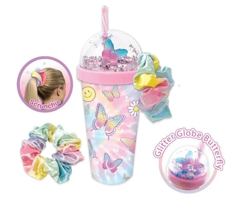 Hot Focus, kubek z gumką do włosów Scrunchie, motylki