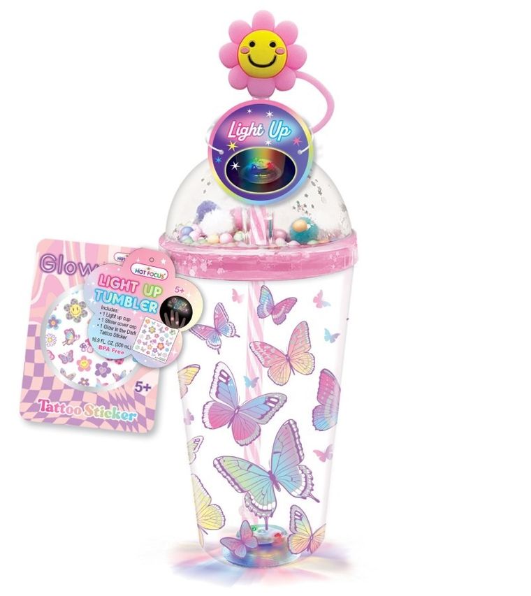 Hot Focus, kubek z ozdobną słomką, motylki, 500 ml