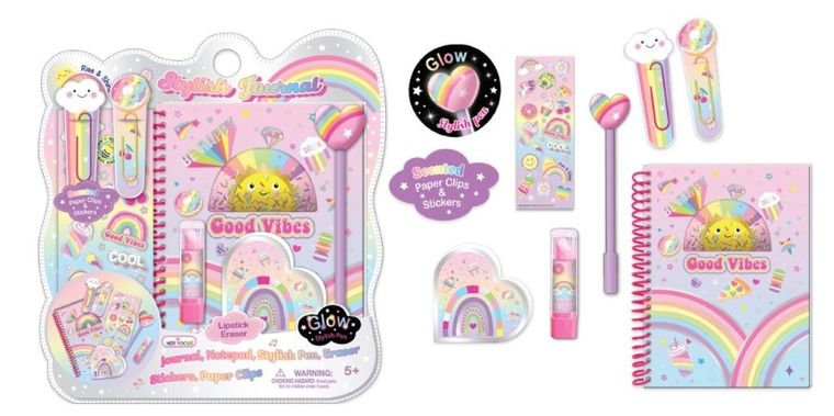 Hot Focus, pamiętnik na spirali z akcesoriami, tęcza