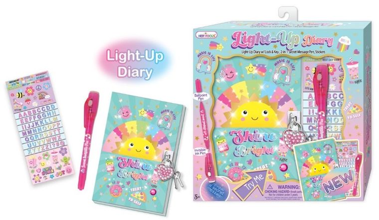 Hot Focus, pamiętnik z podświetlanym długopisem, słoneczko