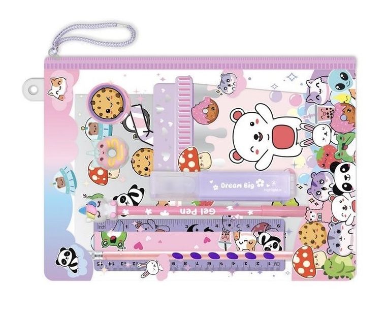 Hot Focus, saszetka z notatnikiem i akcesoriami, zwierzątka