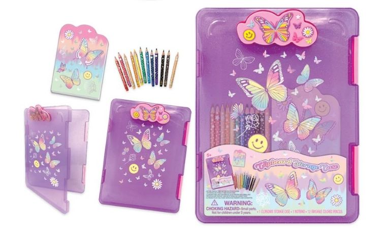 Hot Focus, teczka A4 z klipsem + kredki, motylki, 1 szt.