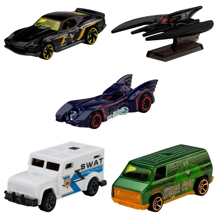 Hot Wheels, Batman, Samochodziki 5-pak, zestaw
