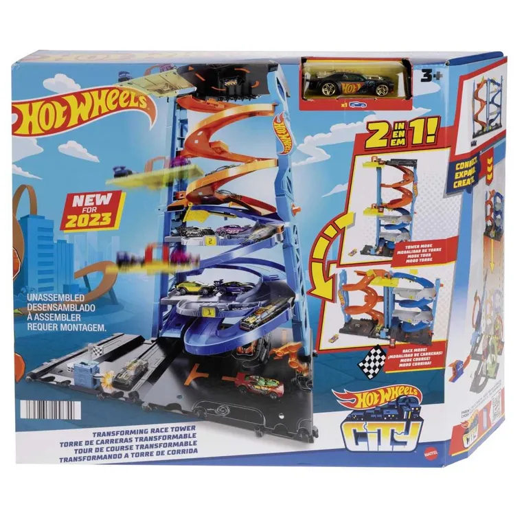 Hot Wheels City, Wyścigowa wieża z transformacją, zestaw do zabawy