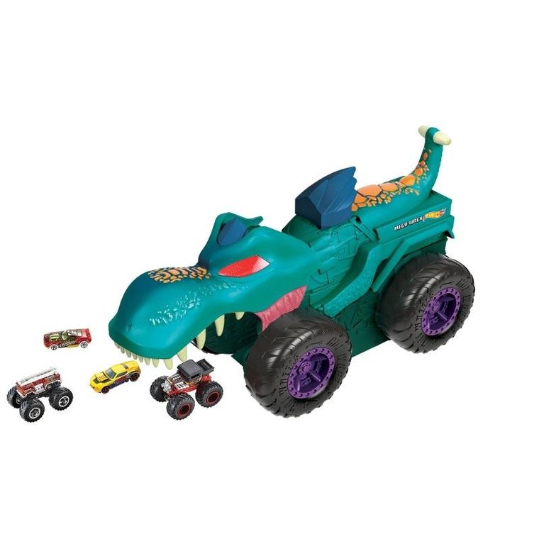 Hot Wheels, Monster Trucks, Mega Wrex - pożeracz aut, zestaw do zabawy