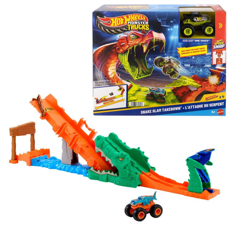 Hot Wheels, Monster Trucks Rajdowe wyzwanie, Paszcza Krokodyla, zestaw do zabawy