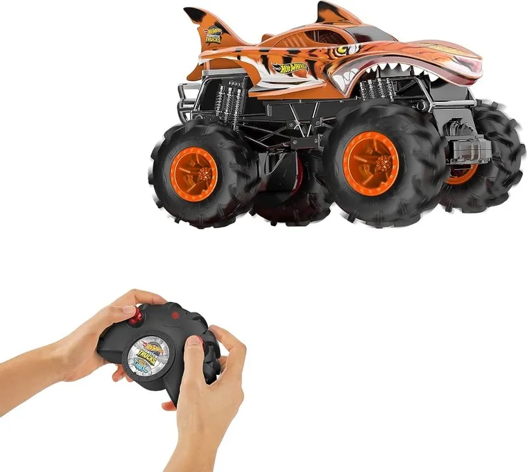 Hot Wheels, Monster Trucks Tiger Shark, pojazd zdalnie sterowany, skala 1:24