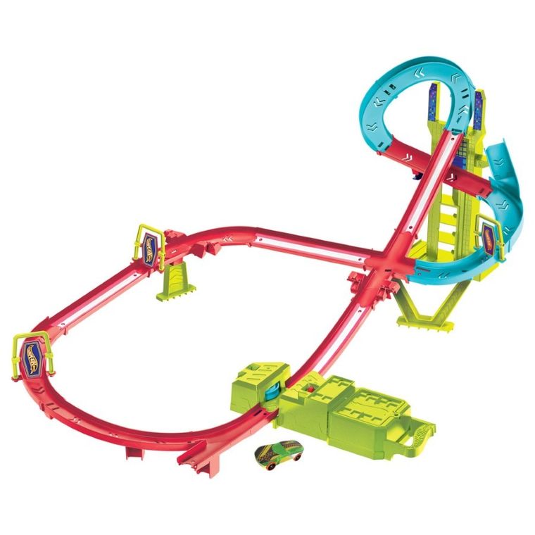 Hot Wheels, Neon Speeders, Neonowy Superwyścig, zestaw do zabawy z autkiem