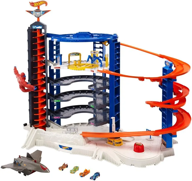 Hot Wheels, Super Mega Garaż, zestaw z pojazdami