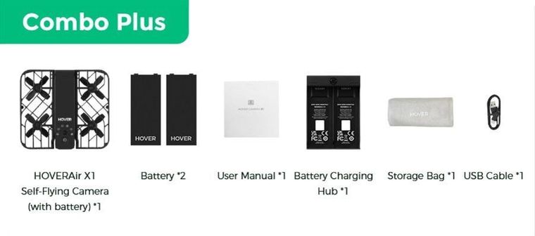 Hoverair, dron, X1, Combo Plus Retail, Black