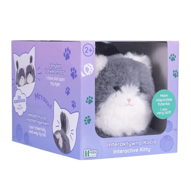 Huggy Luv, maskotka interaktywna, kot, szary