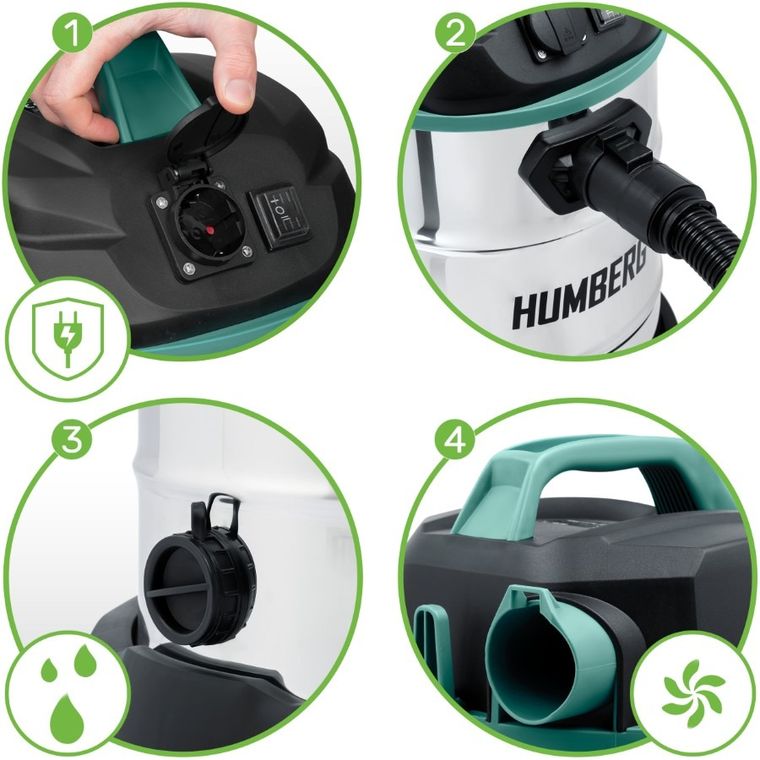 Humberg, odkurzacz przemysłowy, 30 L, 1600W, HM-402