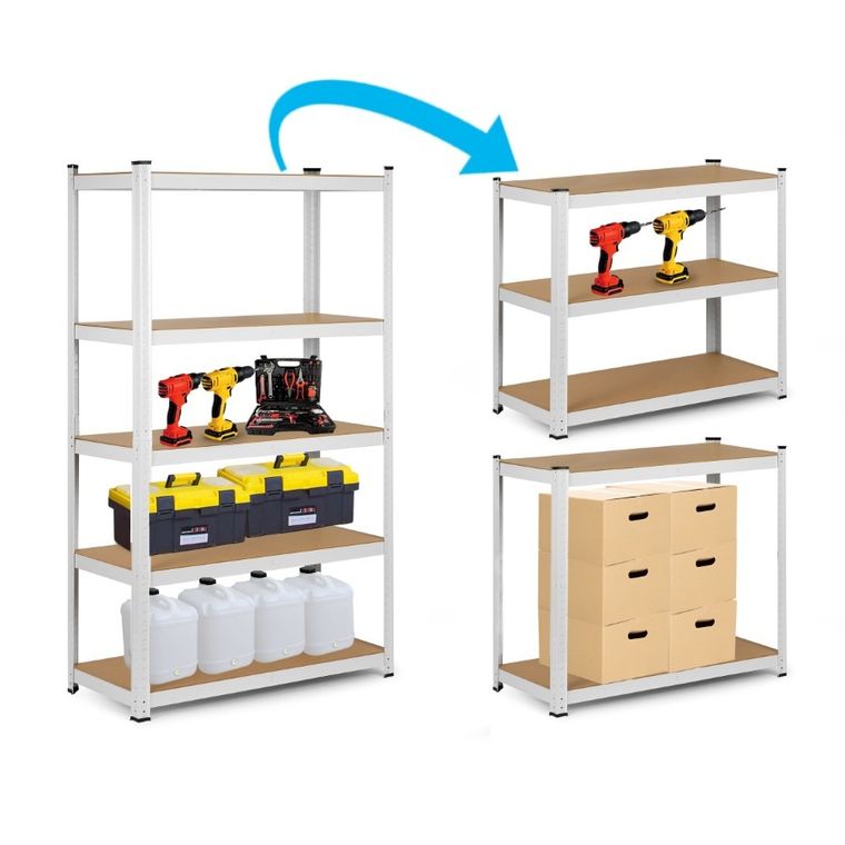 Humberg, regał metalowy, magazynowy, 2w1, 150-75-30 cm, 625 kg