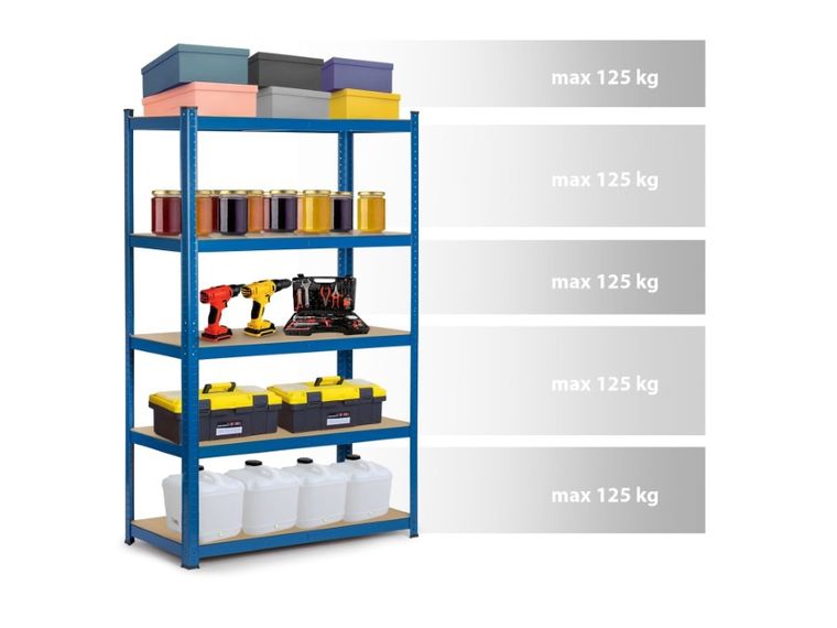 Humberg, regał metalowy, magazynowy, 2w1, 150-75-30 cm, 625 kg