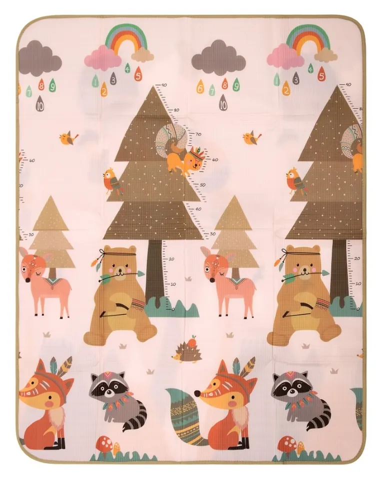 Humbi, dwustronna mata edukacyjna z pianki EPE, zwierzęta leśne, 150-180 cm