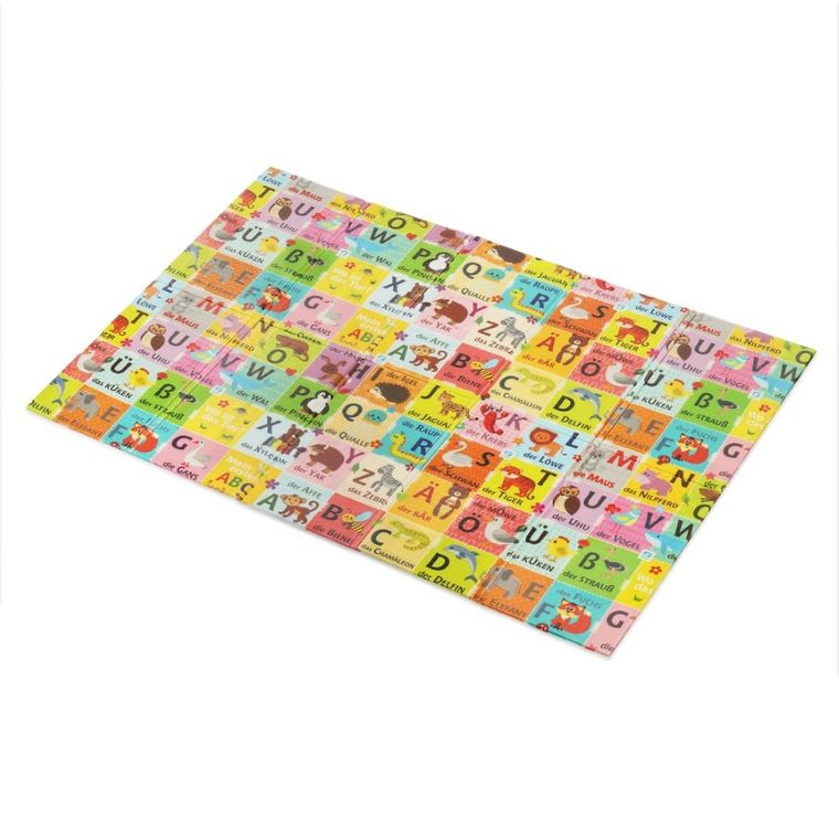 Humbi, mata edukacyjna 2w1 z pianki XPE, alfabet: wersja niemiecka, 120-180 cm