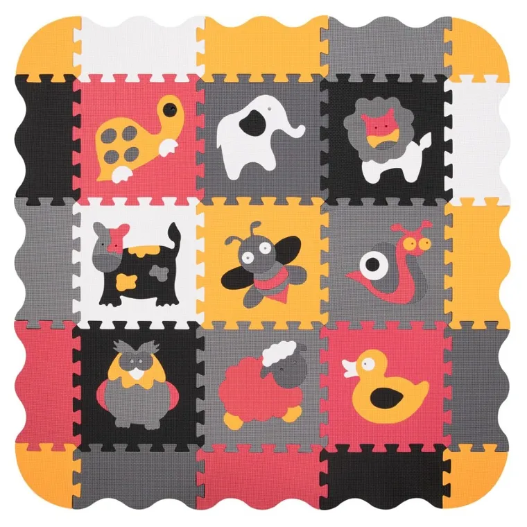 Humbi, mata piankowa, puzzle, zwierzęta, szary różowy pomarańczowy, 120-120 cm