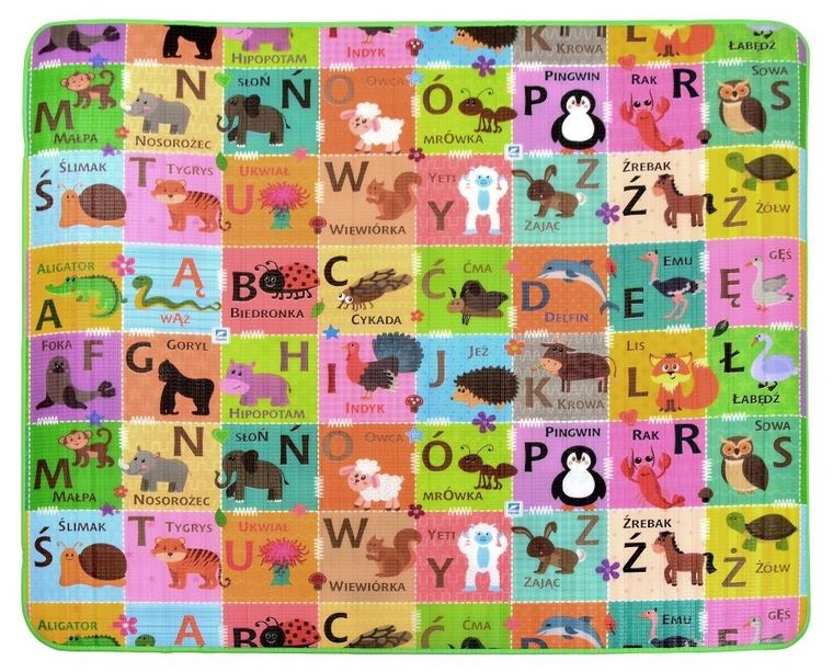 Humbi, Szachownica i Polski alfabet, piankowa mata edukacyjna, dwustronna, 180-150-1,5 cm
