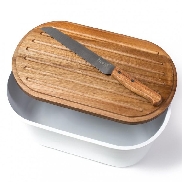 Husla, chlebak, zestaw z deską do krojenia i nożem, 73940