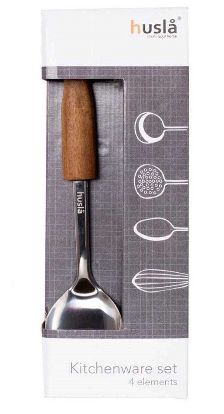 Husla, zestaw przyborów kuchennych, drewno akacjowe, 4 elementy, 73952
