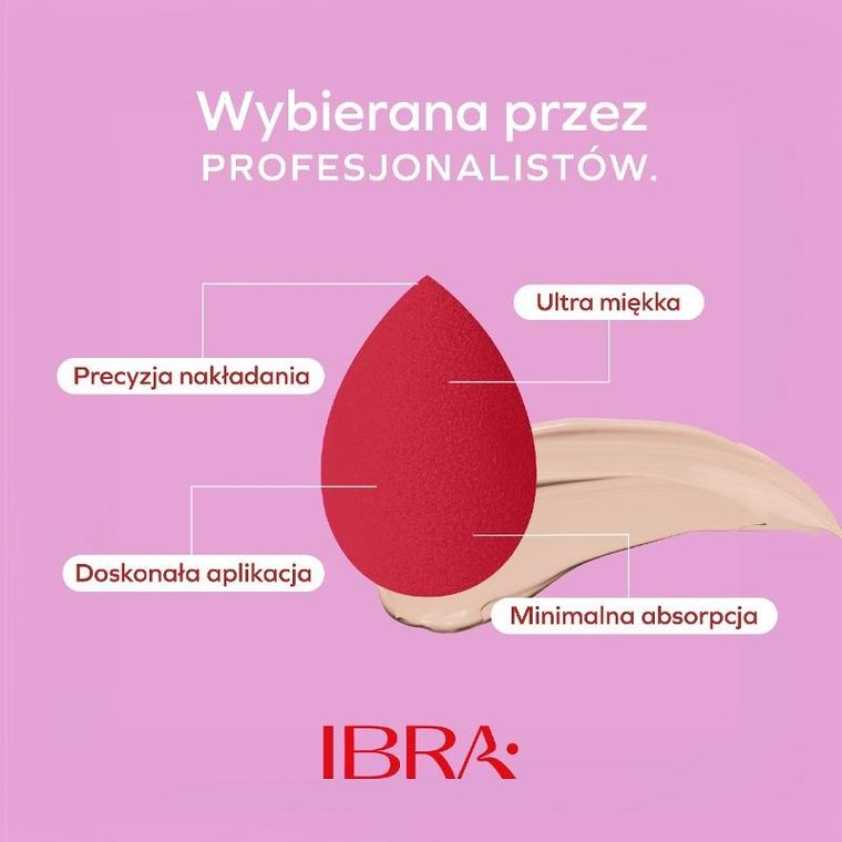 Ibra, Makeup Blender Sponge, gąbka do makijażu, cherry