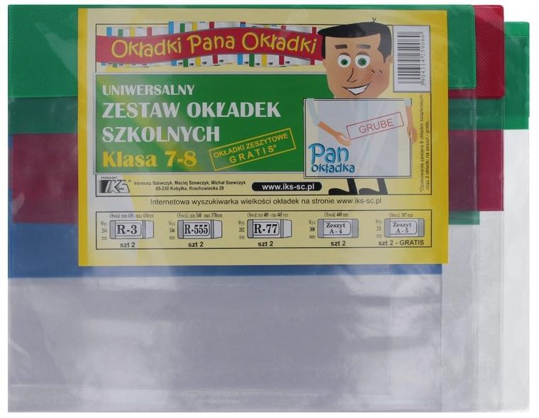 Iks, zestaw okładek szkolnych do klas 7-8