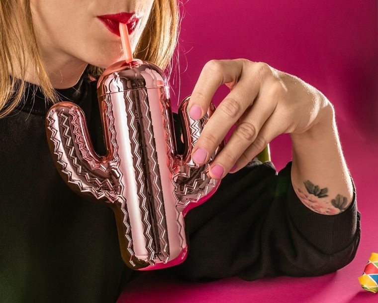 Imprezowy kaktus ze słomką, różowy