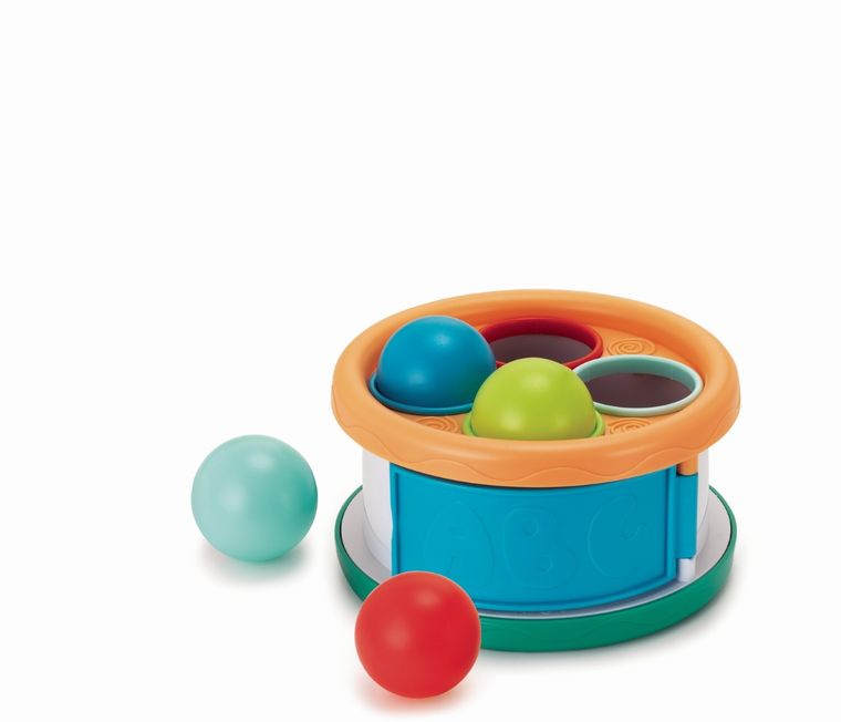 Infantino, sorter w kształcie bębenka z piłeczkami i młotkiem, miętowy