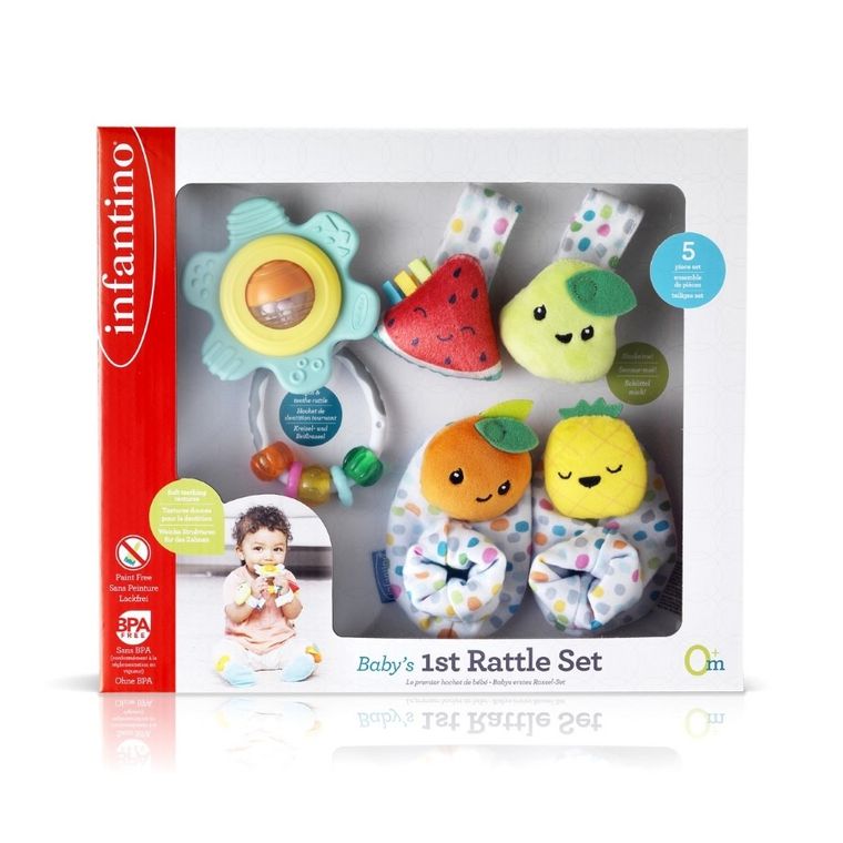 Infantino, zestaw grzechotek z gryzakiem 3w1