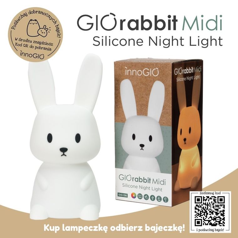 InnoGIO, GIObunny, silikonowa lampka nocna, midi