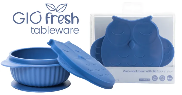 InnoGIO, GIOfresh, Sówka, silikonowa miseczka z pokrywką, niebieska