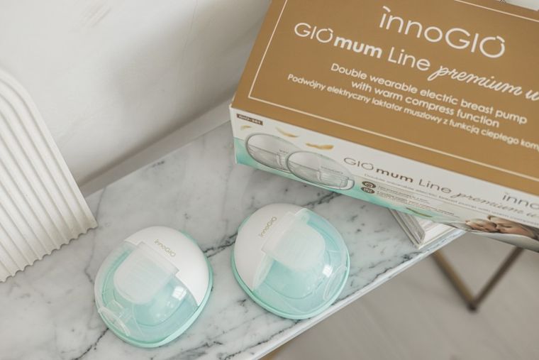 InnoGIO, GIOmum Line Premium Warm, podwójny, elektryczny laktator muszlowy z funkcją ciepłego kompresu