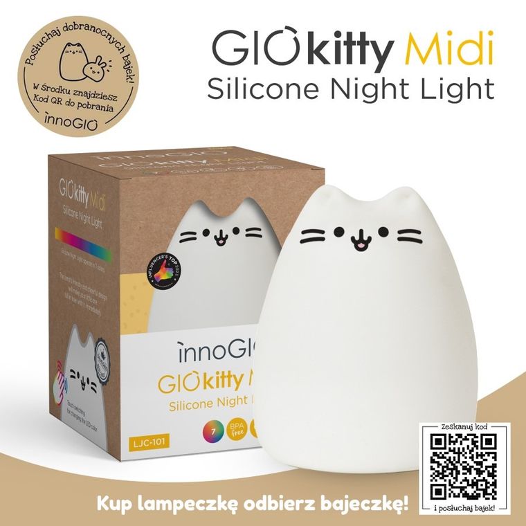 InnoGIO, Kitty, silikonowa lampka nocna, midi