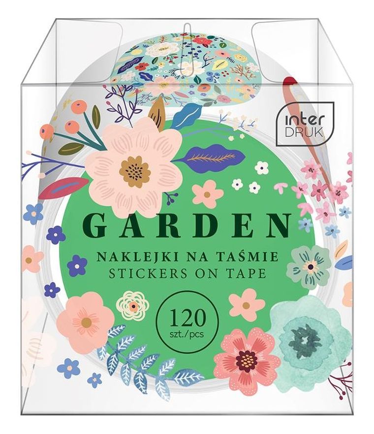 Interdruk, naklejki na taśmie, okrągłe, flowers