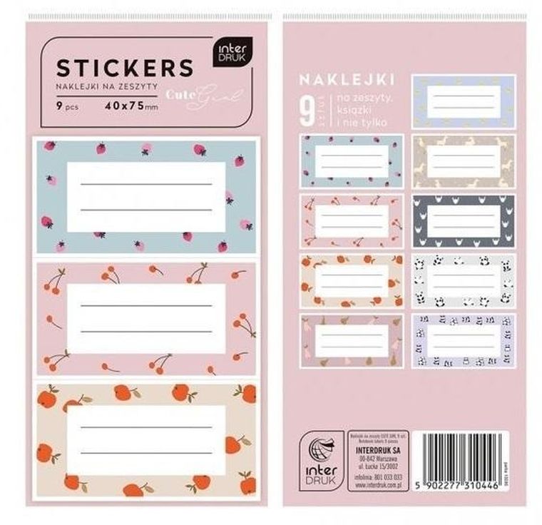 Interdruk, naklejki na zeszyty, Cute Girl